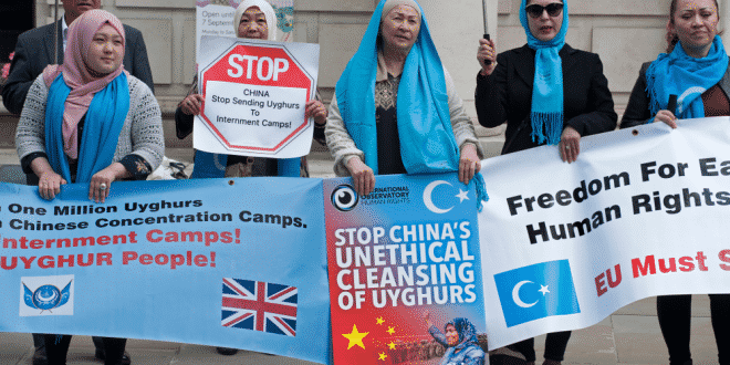 Uighur women protest
