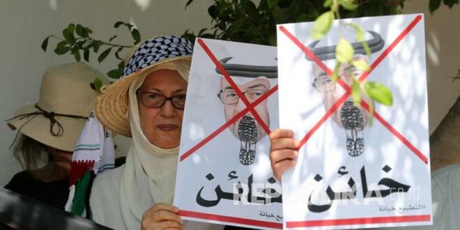 pengunjuk rasa tunisia memegang potret putra mahkota abu 200819135635 811