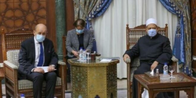 Imam Besar al Azhar saat Bertemu Menlu Prancis Jean Yves Le Drian