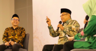 Ketua Umum PBNU KH Said Aqil Siroj dan Dirut Telkomsel Setyanto Hantoro dalam acara Bincang Millenial PBNU dan Telkomsel
