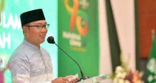 Ridwan Kamil saat memberi sambutan di peringatan Harlah NU di Kabupaten Bandung