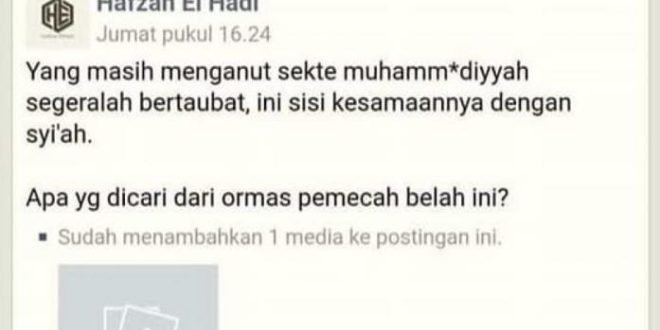 Status Hafzan El Hadi di Facebook