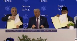 presiden prabowo subianto hadir dalam perkenalan anggota board of peace atau dewan perdamaian di gaza yang dibentuk oleh presi 1769083369198 169